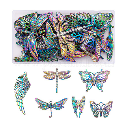 Fashewelry 12pcs 6 style rack placage couleur arc-en-ciel alliage gros pendentifs ALRI-FW0001-04-1