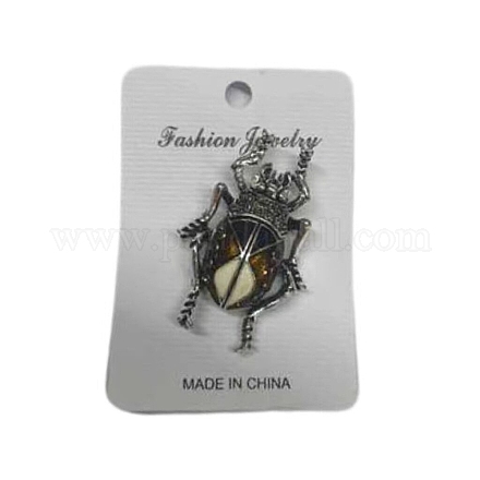 Булавки с эмалью в виде жука и стразами PW-WG7A582-05-1