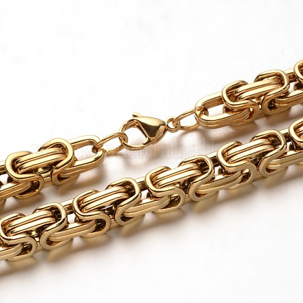 Moda 304 de acero inoxidable pulseras de cadena bizantina BJEW-L510-06-1