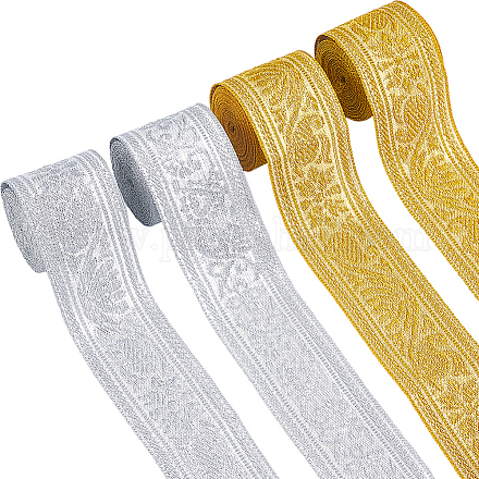 4 пачка 4 стилей винтажной жаккардовой полиэстеровой ленты OCOR-CY0001-35-1