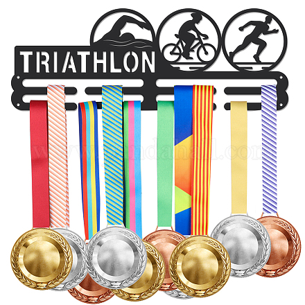 SUPERDANT Triathlon Medal Hanger Holder Display Sports Swim Bike Run Medals Display Rack for 40+ Triathlete Medals Wall Mount Iron Ribbon Hook Hanger Decor for Athletes Players Gifts for Kids ODIS-WH0021-743-1