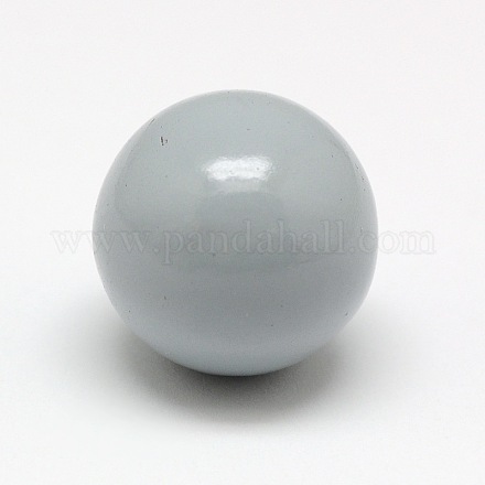 No Hole Spray Painted Brass Round Ball Beads Fit Cage Pendants KK-D341-07-1