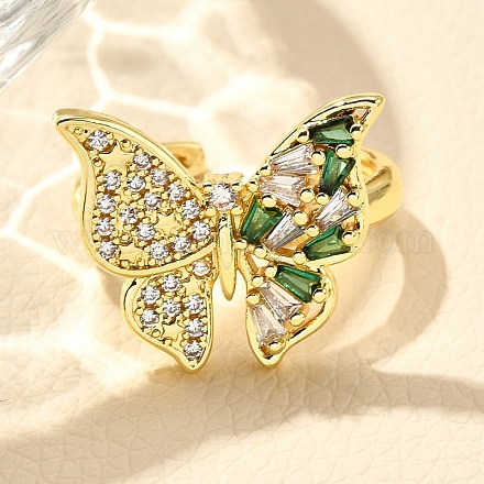 Кольца-манжеты для пальцев из латуни с микропаве из кубического циркония для женщин RJEW-M028-25G-07-1