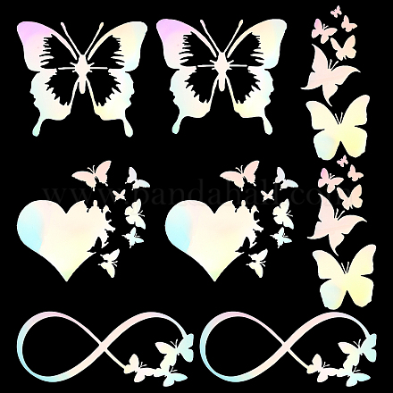 GORGECRAFT 8 Sheets Vinyl Butterfly Car Decals Colorful Laser Reflective Car Bumper Sticker Butterfly Infinity Butterflies Heart Love Butterfly Wing Decals for SUV Truck Motorcycle Doors Walls Laptop STIC-GF0001-05B-1