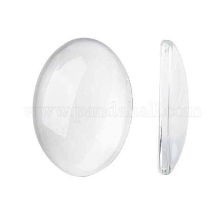 透明な楕円形のガラスカボション  透明  25x18x5mm X-GGLA-R022-25x18-1