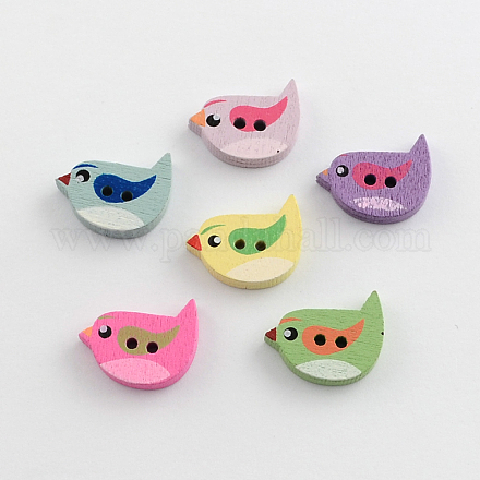 2-Hole Printed Wooden Buttons BUTT-R032-042-1