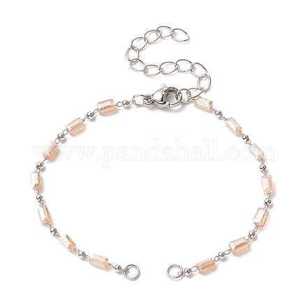 Fabrication de bracelet de chaîne à maillons de perles de verre cuboïde AJEW-JB01151-07-1