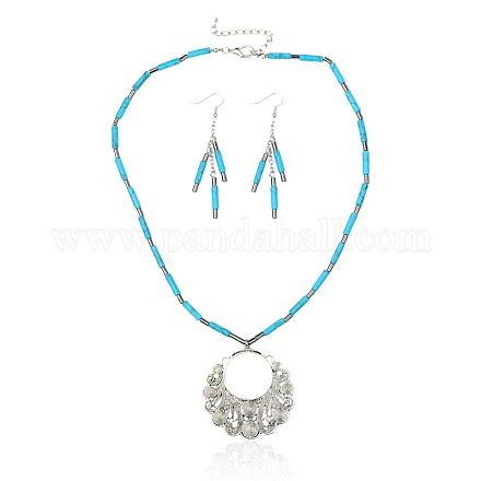 Ensembles de bijoux de breloque en alliage ligne turquoise SJEW-PJS333-1