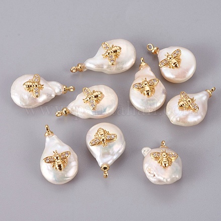 Colgantes naturales de perlas cultivadas de agua dulce PEAR-F008-37G-1