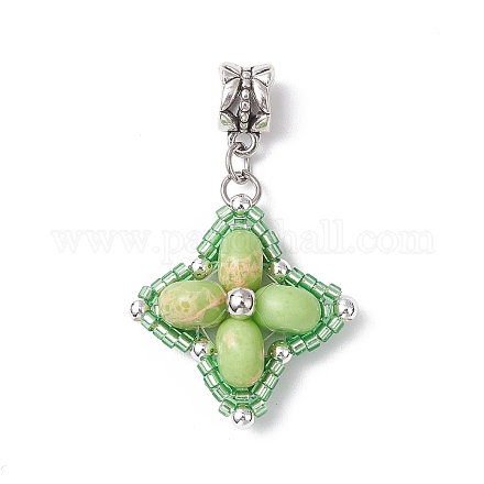 Европейские подвески-шармы в форме звезды из окрашенной синтетической императорской яшмы и стеклянных бусин PALLOY-MZ00693-05-1