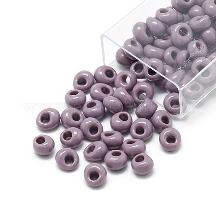 TOHO日本のフリンジシードビーズ  不透明なガラスの丸い穴のロカールシードビーズ  紫色のメディア  6x5.5~5.8mm  穴：2mm  約33個/10g X-SEED-R039-01-MA52-1