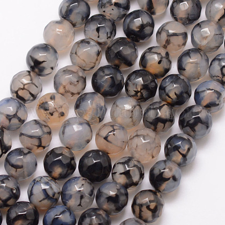 Chapelets de perles en agate veine de dragon naturelle X-G-K166-07F-8mm-04-1