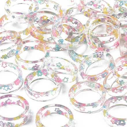 Transparent Resin Star Finger Ring for Women RJEW-T022-028-1