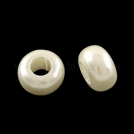Perlas de imitación de plástico abs perla rondelle gran agujero europeo X-MACR-S256-A41-1