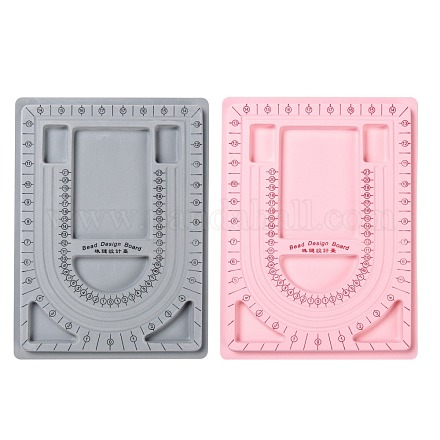 プラスチック植毛ビーズデザインボード  ネックレスのデザインのために  長方形9.33x12.99x5.12インチ  ミックスカラー ODIS-G003-M-1