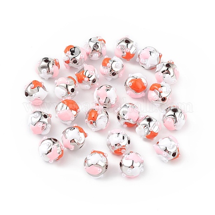 Perles d'émail acrylique plaqué platine OACR-I003-05-1