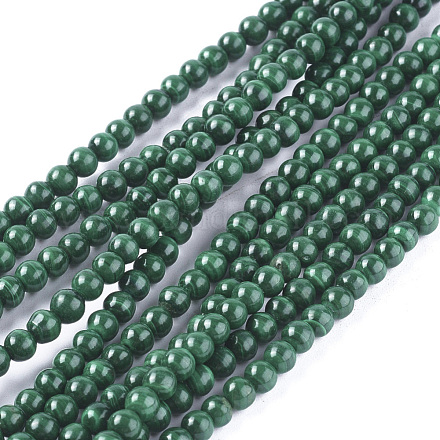 Brins de perles naturelles de malachite G-O152-47-4mm-1
