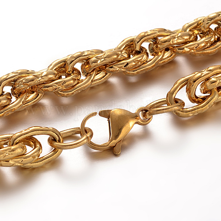 304 collares inoxidables cadena cuerda de acero y pulseras conjuntos de joyas SJEW-F129-06-G-1