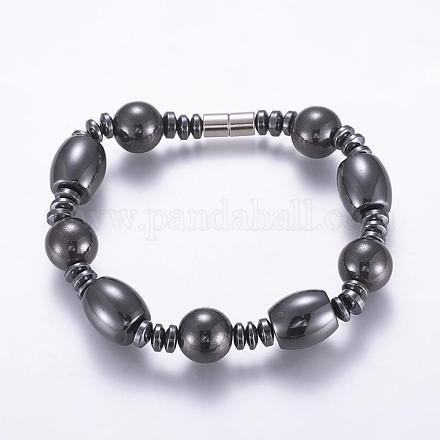 Bracelets de perles d'hématite synthétique magnétiques BJEW-P178-07-1