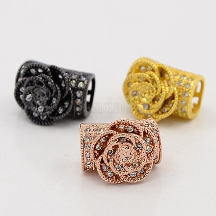 CZ Jewelry Findings Brass Micro Pave Cubic Zirconia Hollow Curved Tube Beads ZIRC-M014-04-NR-1