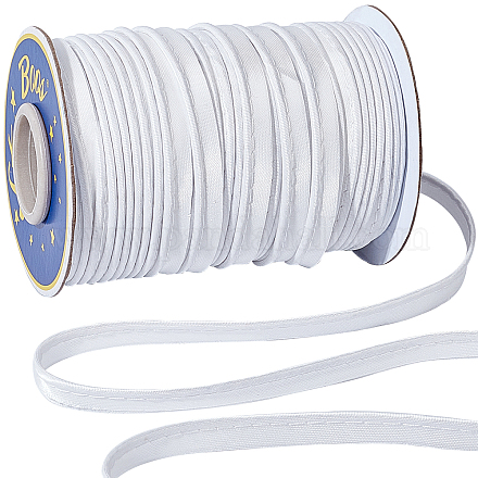 GORGECRAFT 60 Yards Maxi Piping Trim Sewing Bias Tape Flat Drawstring Cord Replacement Polyester Ribbon Lip Cord Trim by The Yard for Sewing Trimming Upholstery (White) OCOR-WH0068-28C-1
