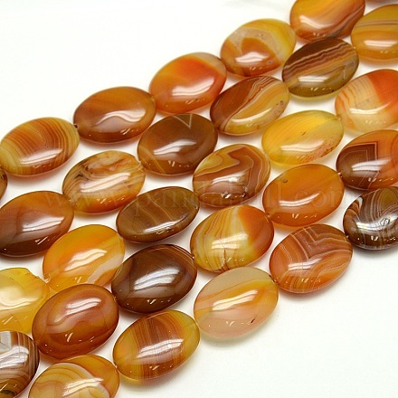 Natural Striped Agate/Banded Agate Oval Bead Strands G-L175A-04-1