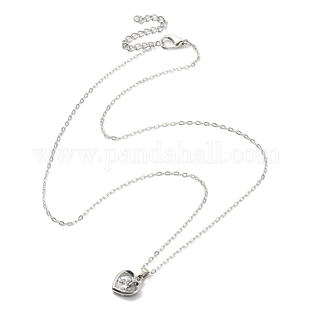 Collar con colgante de corazón de rhinestone de cristal y cadenas tipo cable NJEW-FZ00017-1