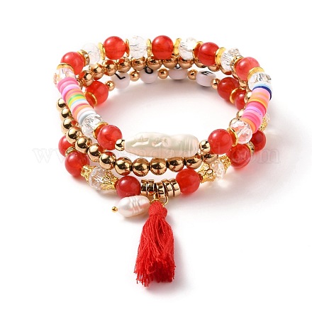 Ensembles de bracelets de perles extensibles multicouches&nbsp;BJEW-JB05756-01-1