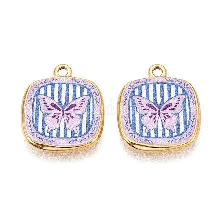 Квадратные подвески из нержавеющей стали 304 с печатным рисунком STAS-T071-25C-G-1