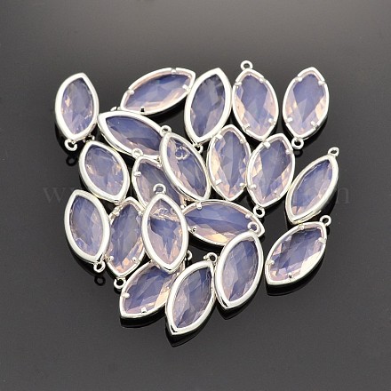Silver Color Plated Brass Glass Pendants GLAA-J071-04S-1