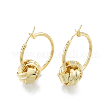 Boucles d'oreilles créoles perlées noeud en laiton pour femme EJEW-P205-10G-1