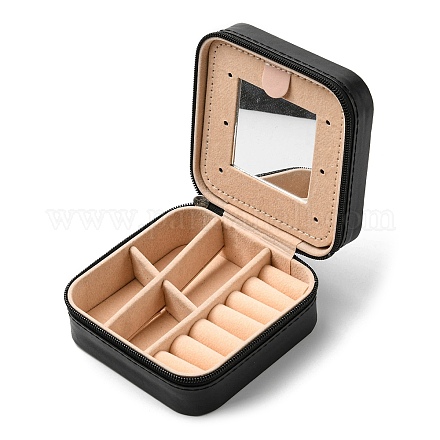 Boîte à bijoux carrée en cuir pu PAAG-PW0012-07E-1