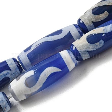 Нити синих бусин дзи в тибетском стиле TDZI-NH0001-B07-01-1