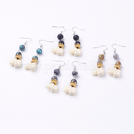 Natural Gemstone Dangle Earrings EJEW-JE02593-1