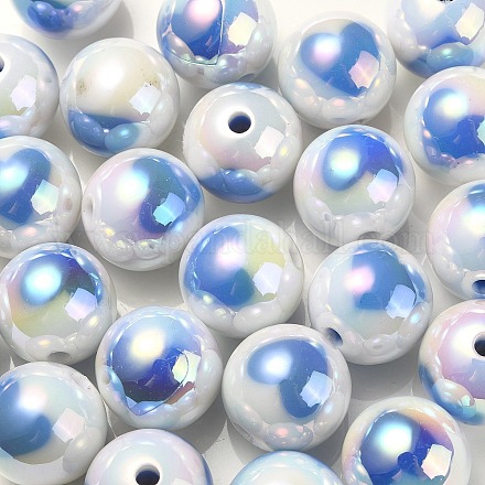 Placage uv perles acryliques irisées arc-en-ciel OACR-F004-09G-1
