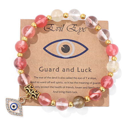 Bracelet perlé en pierre naturelle avec pendentif vintage mauvais œil - bijoux polyvalents faits à la main ST0039605-1