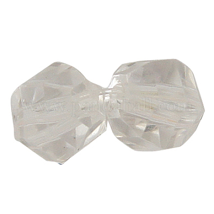 Transparent White Color Acrylic Faceted Round Beads X-PL658Y-11-1