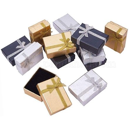 Pandahall 12 pcs cajas de collar de cartón con lazo de cinta para regalos y joyas CBOX-PH0002-01-1