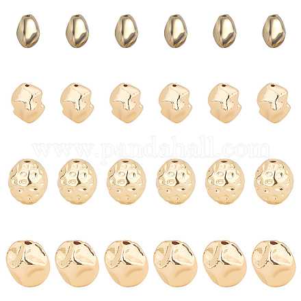 PH PandaHall 40 Perline Fermaglio In Gomma Con Inserti – Ottone Placcato Oro 24K – 4 Dimensioni (5-8 Mm)