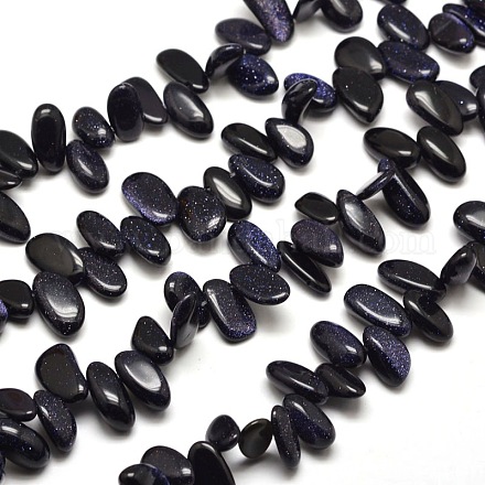 Synthétiques brins de perles de puce goldstone bleu G-M204-53-1