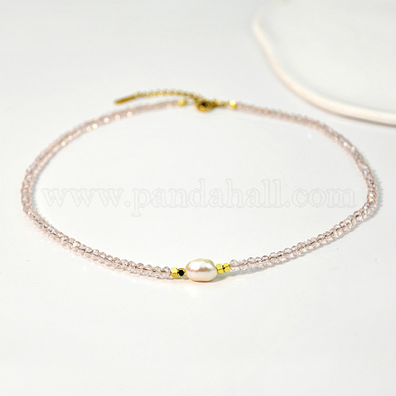 Ожерелья из натурального пресноводного жемчуга и стеклянных бусин для женщин AC5368-8-1