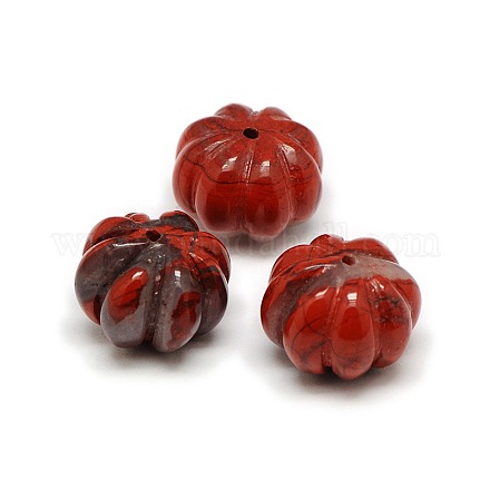 Натуральный красный яшма тыквенные шарики G-L259-12-1