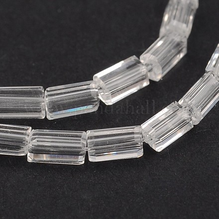 Faceted Cuboid Transparent Glass Bead Strands GLAA-J081-A15-1