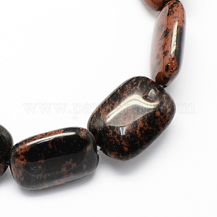En forma de rectángulo de la piedra preciosa de caoba natural de abalorios de obsidiana hebras G-S112-01-1