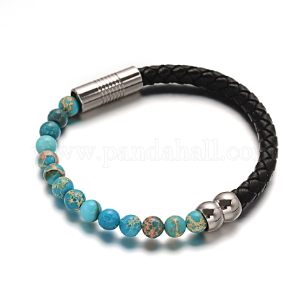 Leather Cord Bracelets BJEW-E273-02B-1