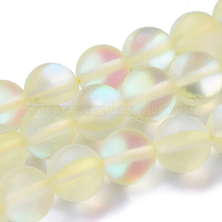 Chapelets de perles en pierre de lune synthétique G-F142-8mm-14-1