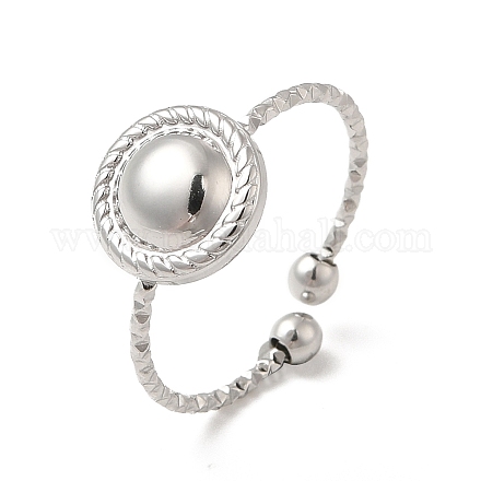 304 anillo de puño abierto redondo plano de acero inoxidable para mujer RJEW-E066-07P-1