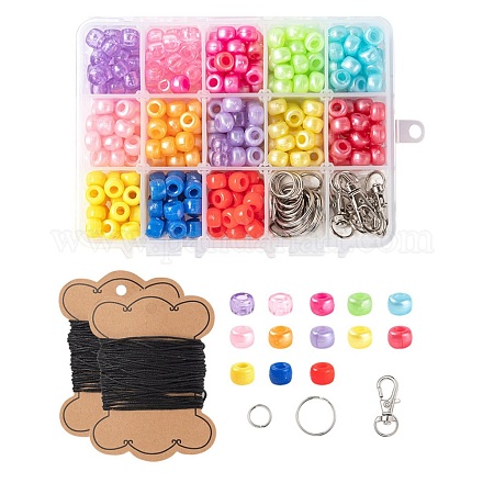 1 boîte 13 couleurs 325pcs perles de baril en plastique DIY-LS0003-02-1