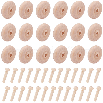 NBEADS 36 Sets Wooden Wheels Set for Crafts AJEW-WH0258-008-1