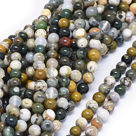 Chapelets de perles en jaspe d'océan naturelle G-O180-14-6mm-1